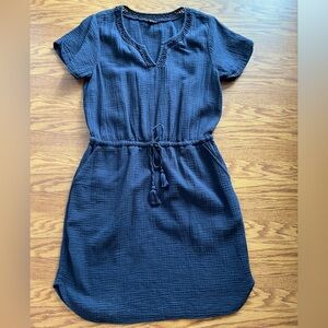 Talbots Navy Midi dress lace collar L